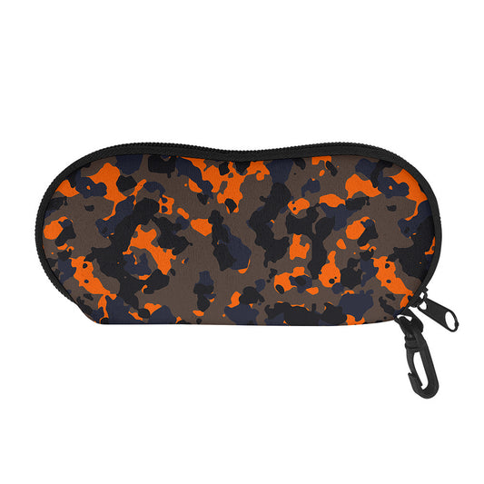 Black And Orange Camouflage Print Glasses Case