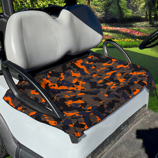 Black And Orange Camouflage Print Golf Cart Seat Cover