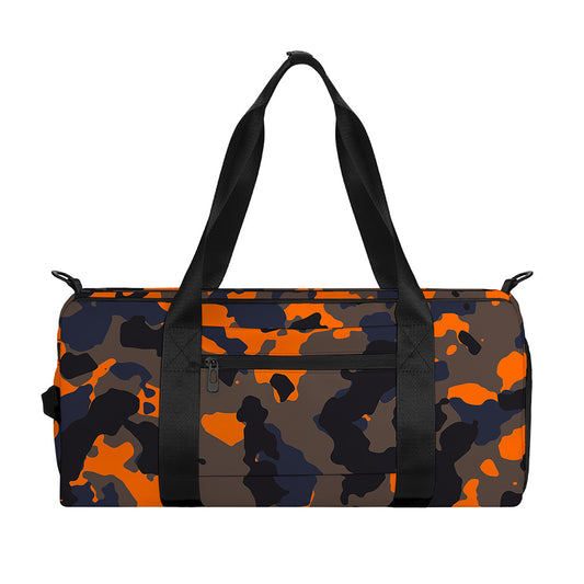 Black And Orange Camouflage Print Gym Bag