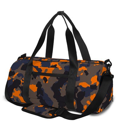 Black And Orange Camouflage Print Gym Bag