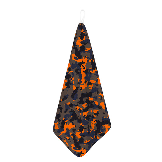 Black And Orange Camouflage Print Hand Towel