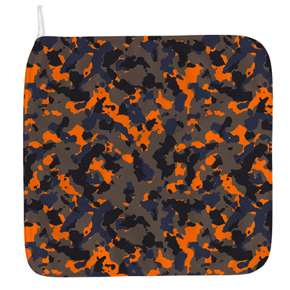 Black And Orange Camouflage Print Hand Towel
