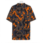 Black And Orange Camouflage Print Hawaiian Shirt