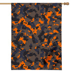 Black And Orange Camouflage Print House Flag