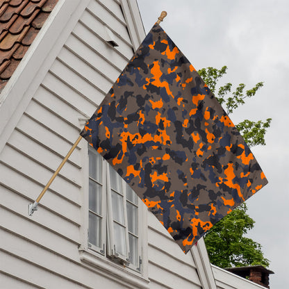 Black And Orange Camouflage Print House Flag