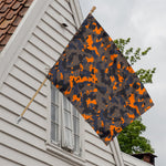 Black And Orange Camouflage Print House Flag