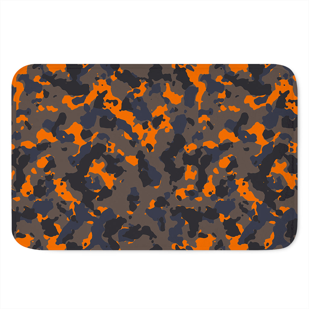 Black And Orange Camouflage Print Indoor Door Mat