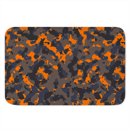 Black And Orange Camouflage Print Indoor Door Mat