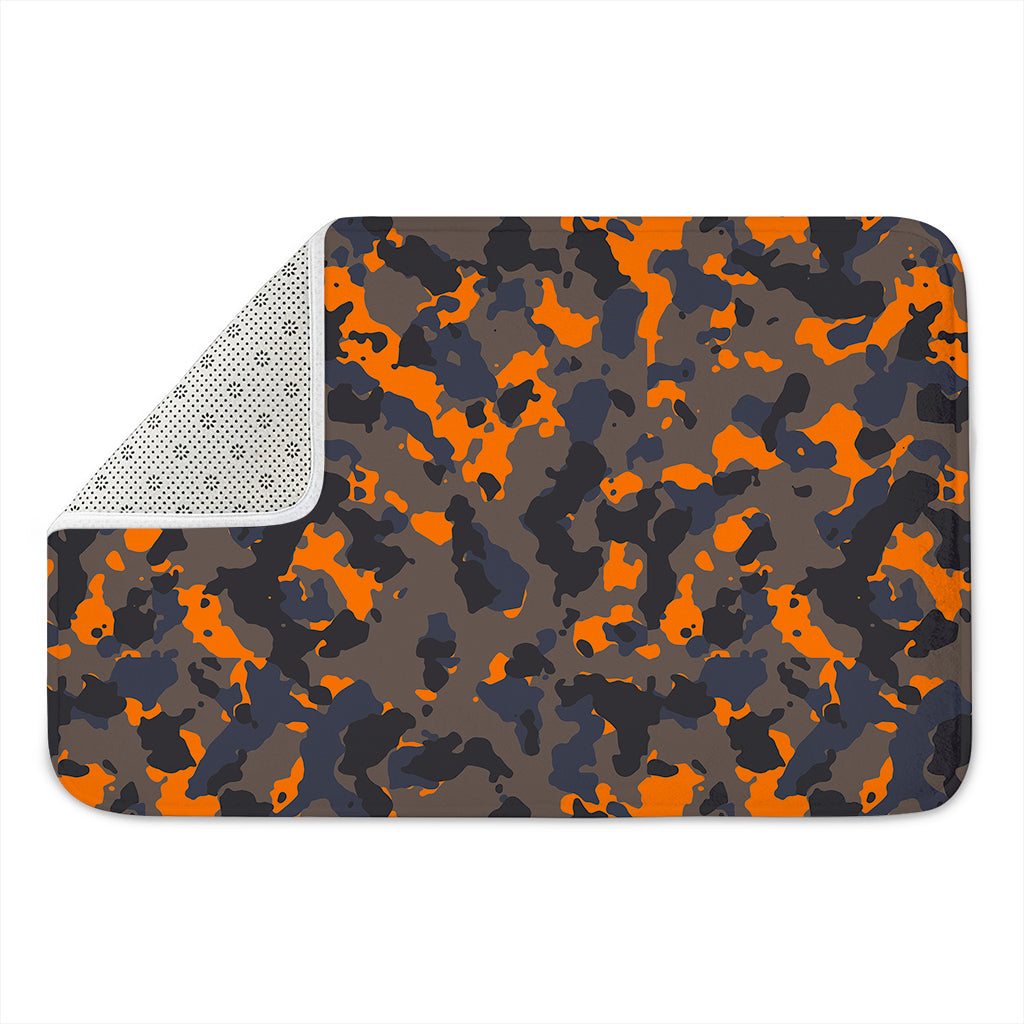 Black And Orange Camouflage Print Indoor Door Mat