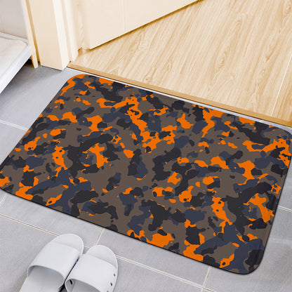 Black And Orange Camouflage Print Indoor Door Mat