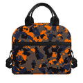Black And Orange Camouflage Print Insulated Lunch Bag