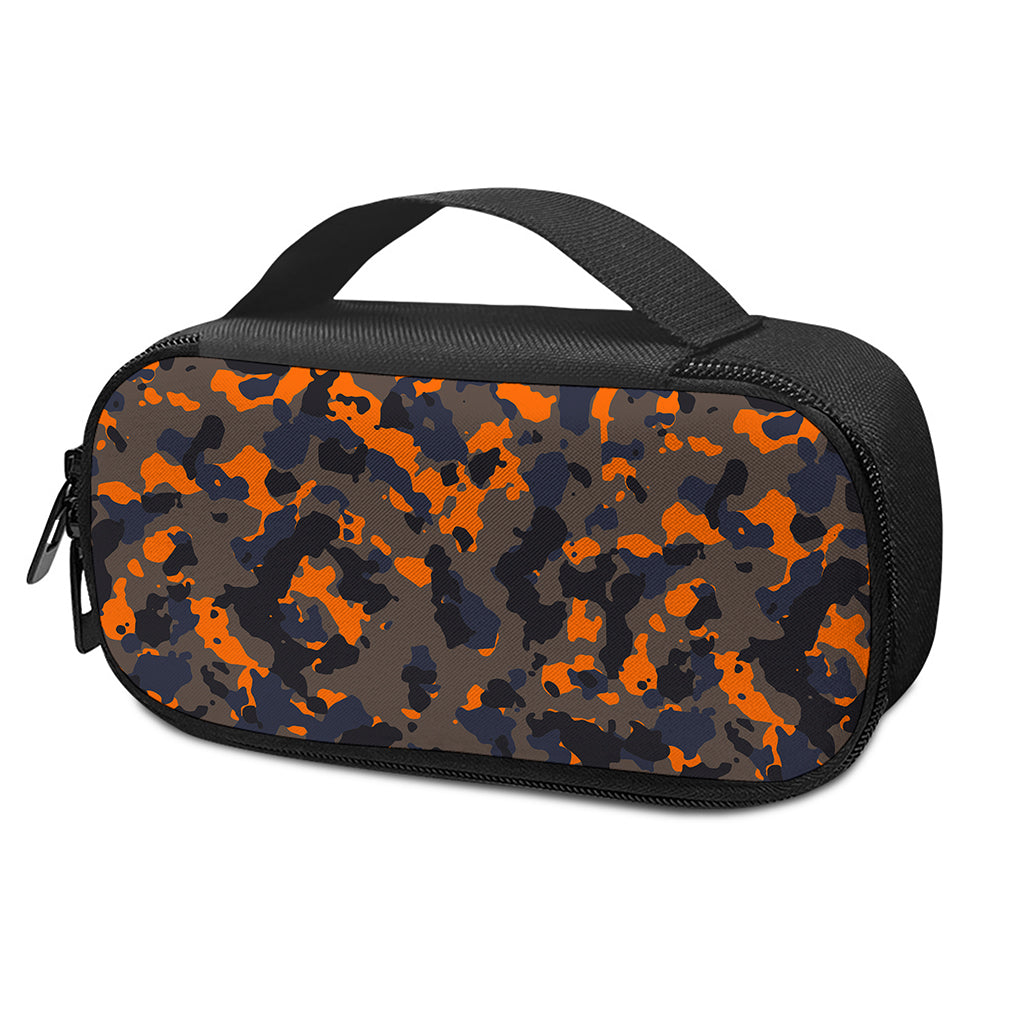 Black And Orange Camouflage Print Insulin Cooler Travel Case