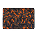 Black And Orange Camouflage Print Kitchen Mat