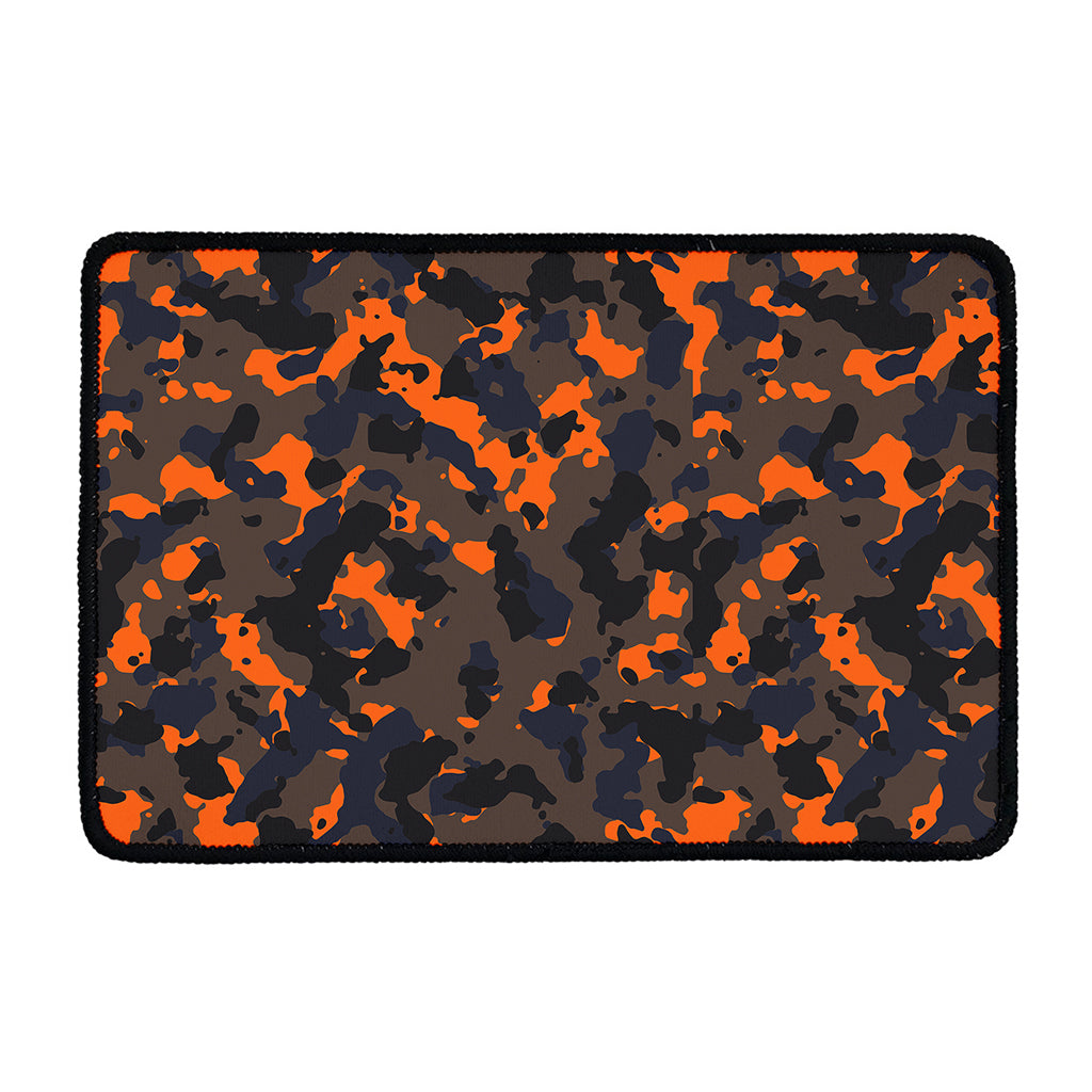 Black And Orange Camouflage Print Kitchen Mat