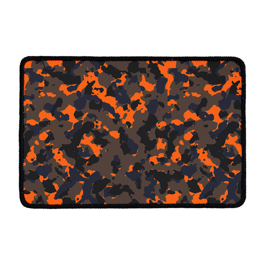Black And Orange Camouflage Print Kitchen Mat