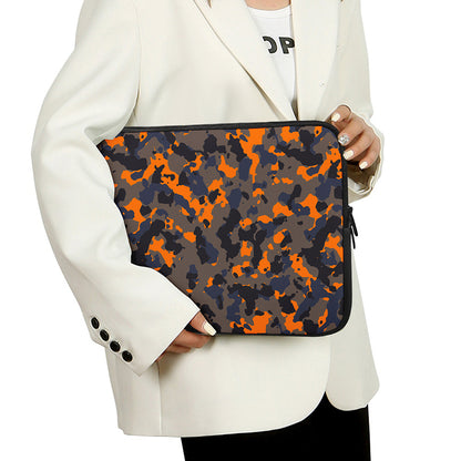 Black And Orange Camouflage Print Laptop Sleeve