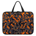 Black And Orange Camouflage Print Laptop Sleeve With Handle