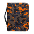 Black And Orange Camouflage Print Leather Bible Cover
