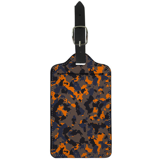 Black And Orange Camouflage Print Luggage Tag