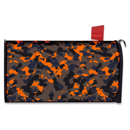 Black And Orange Camouflage Print Mailbox Cover
