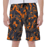 Black And Orange Camouflage Print Men's Beach Shorts