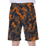 Black And Orange Camouflage Print Men's Beach Shorts