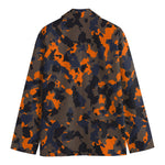 Black And Orange Camouflage Print Men's Blazer