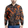 Black And Orange Camouflage Print Men's Bomber Jacket