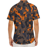 Black And Orange Camouflage Print Men's Deep V-Neck Shirt
