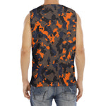 Black And Orange Camouflage Print Men's Fitness Tank Top