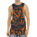 Black And Orange Camouflage Print Men's Muscle Tank Top