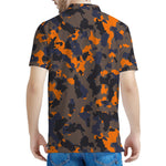 Black And Orange Camouflage Print Men's Polo Shirt