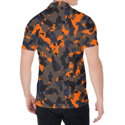 Black And Orange Camouflage Print Men's Shirt