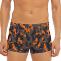 Black And Orange Camouflage Print Men's Short Boxer Briefs