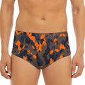 Black And Orange Camouflage Print Men's Triangle Swim Briefs