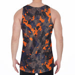 Black And Orange Camouflage Print Men's Velvet Tank Top