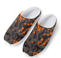 Black And Orange Camouflage Print Mesh Casual Shoes