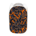 Black And Orange Camouflage Print Mesh Laundry Hamper