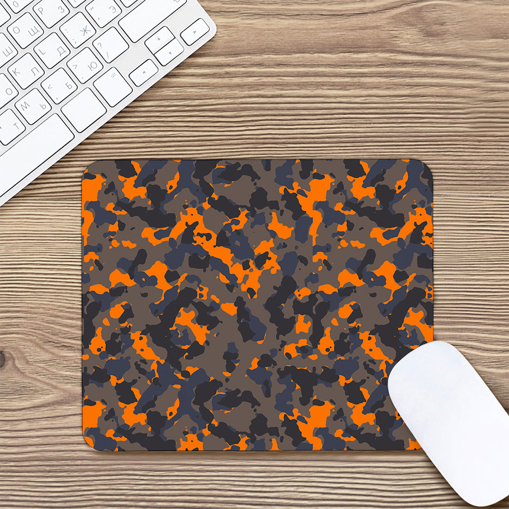 Black And Orange Camouflage Print Mouse Pad