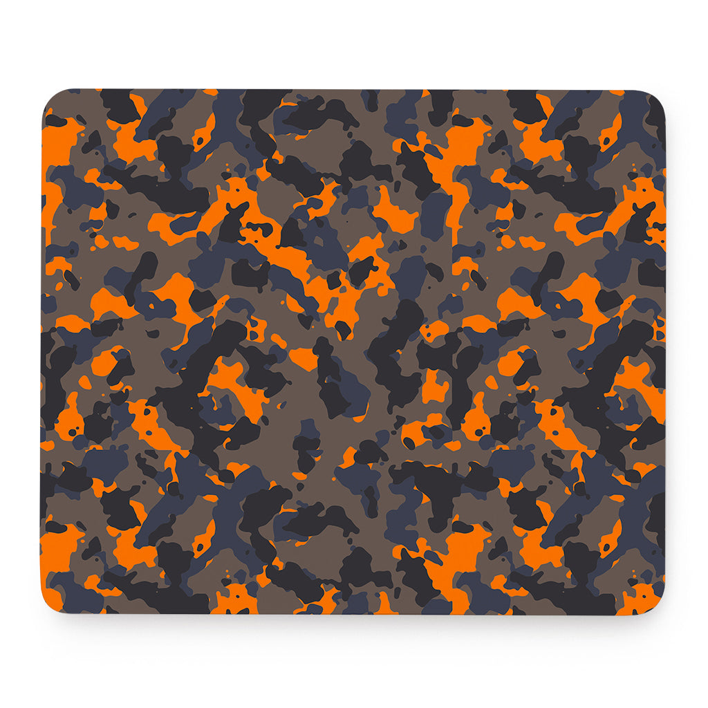Black And Orange Camouflage Print Mouse Pad