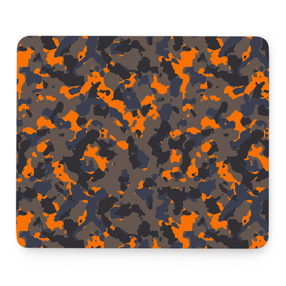 Black And Orange Camouflage Print Mouse Pad