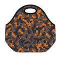 Black And Orange Camouflage Print Neoprene Lunch Bag
