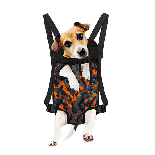 Black And Orange Camouflage Print Pet Carrier Backpack