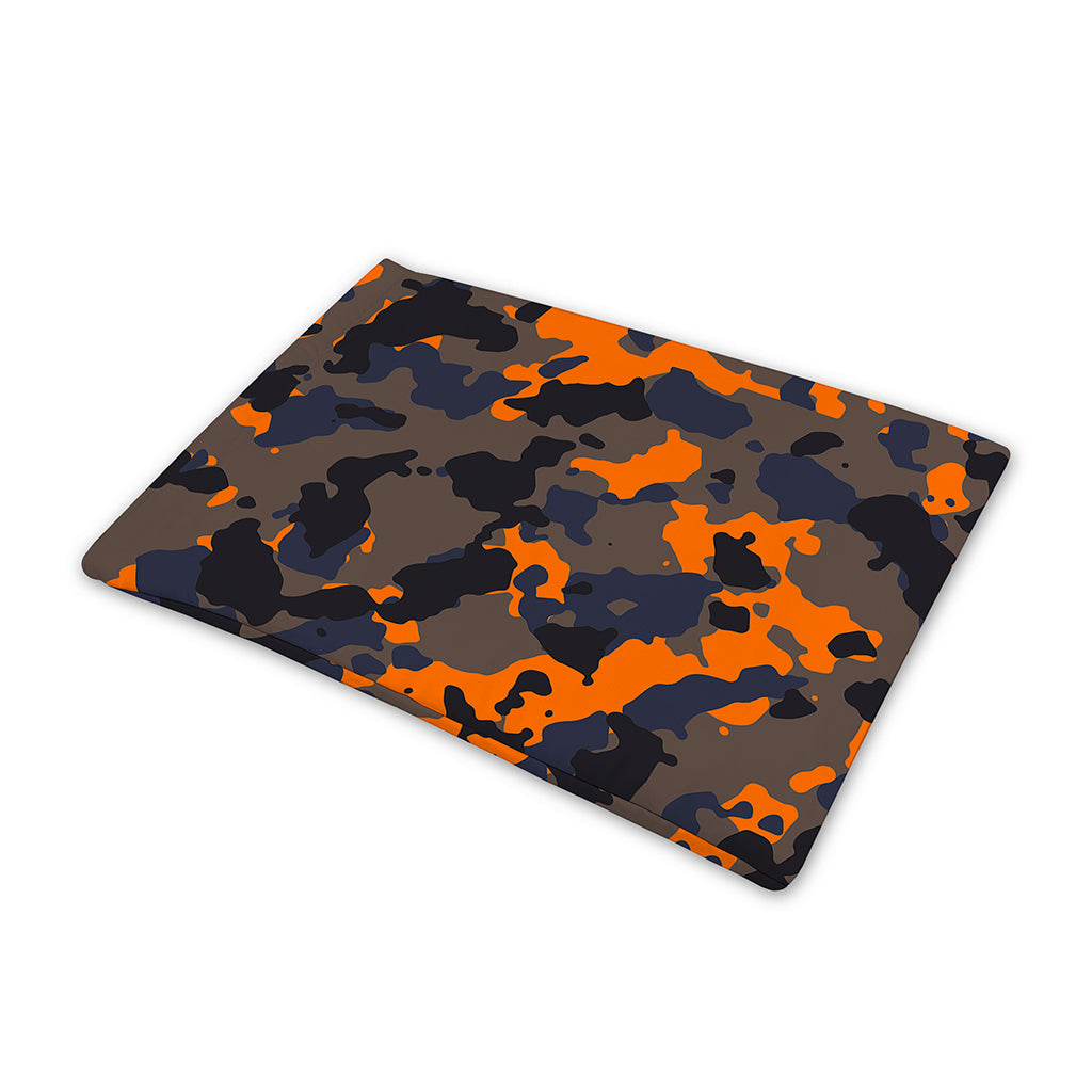 Black And Orange Camouflage Print Pet Cooling Mat Cover