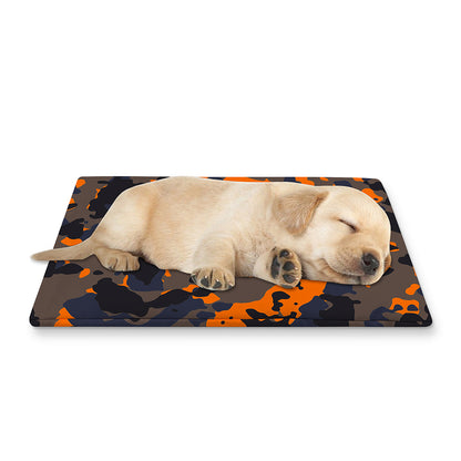 Black And Orange Camouflage Print Pet Cooling Mat Cover