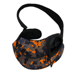Black And Orange Camouflage Print Pet Sling Carrier