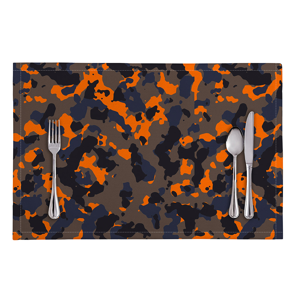 Black And Orange Camouflage Print Placemat