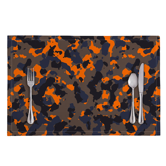 Black And Orange Camouflage Print Placemat