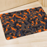Black And Orange Camouflage Print Polyester Doormat