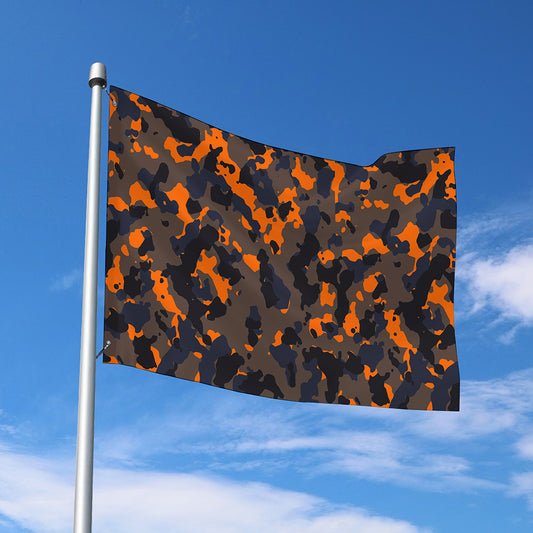 Black And Orange Camouflage Print Polyester Flag